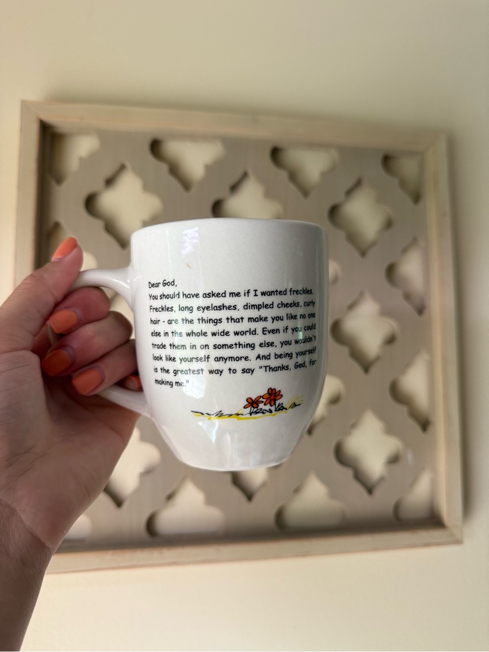 White Floral Quote Ceramic Coffee Mug
